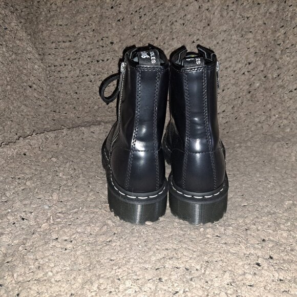 DR. MARTENS-DOC-Smooth Black Leather/Side Zip-White Stitching-Sz 9 Men/10 L-NWOB - Picture 6 of 8